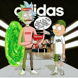 Rick And Morty Supreme Adidas Wallpaper