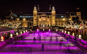 Rijksmuseum Pond With Pink Lights Wallpaper