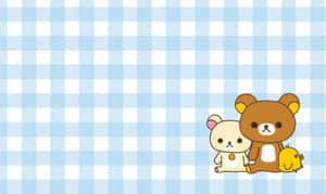 Rilakkuma Laptop Blue Checkered Wallpaper