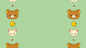 Rilakkuma Laptop Plain Green Background Wallpaper