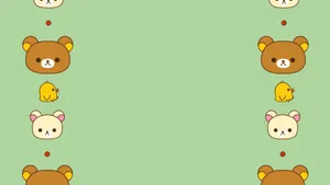 Rilakkuma Laptop Plain Green Background Wallpaper