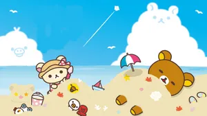 Rilakkuma Laptop Playing Beach Wallpaper