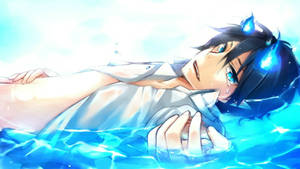 Rin Okumura From Blue Exorcist Takes An Underwater Dive Wallpaper