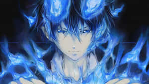 Rin Okumura In Flames - A Powerful Display Of Demon Power Wallpaper