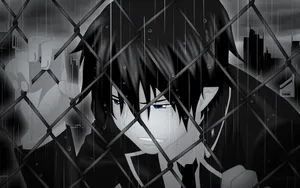 Rin Okumura, Son Of The Strongest Of All Demons, Poses In Greyscale Wallpaper