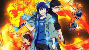 Rin Okumura Unleashing The Blue Flames Of Gehenna Wallpaper