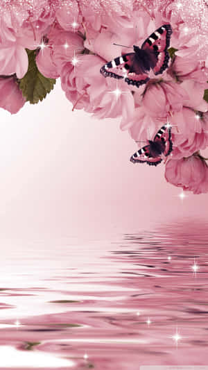 River Flowers And Butterflies Wallpaper