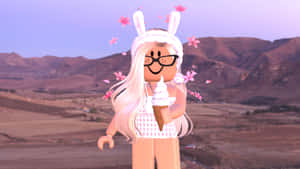 Roblox Pink Ice Cream Bunny Ears Wallpaper