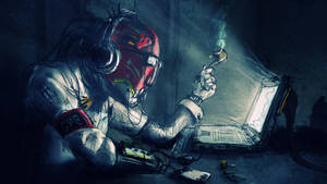 Robot Smoking Cannabis Wallpaper