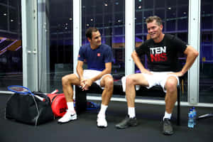 Roger Federer And Thomas Enqvist Talking Wallpaper