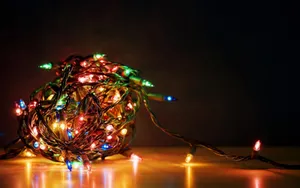 Rolled Christmas Lights Close-up Wallpaper