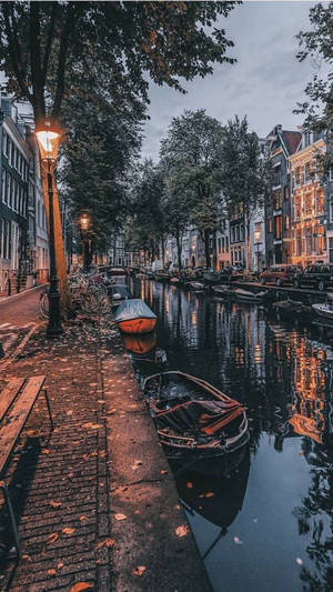 Romantic Amsterdam Canal Cruise Aesthetic Wallpaper