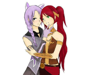 Romantic Lesbian Anime Moment Wallpaper