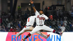 Ronald Acuna Jr. Jump Catch Wallpaper