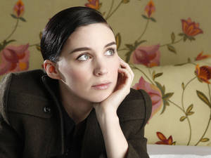 Rooney Mara In Flowery Wall Wallpaper