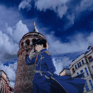 Roy Mustang Unleashing Flames Wallpaper