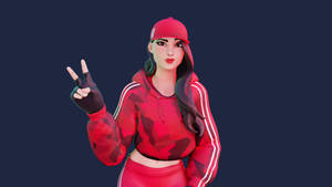 Ruby Fortnite Peace Pose Art Wallpaper