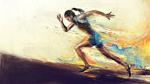 Running Athlete Woman Art Wallpaper