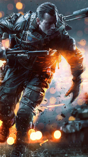 Running Soldier Battlefield 4 Phone Wallpaper