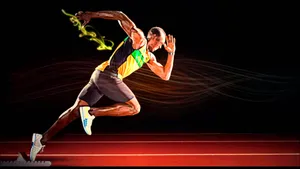 Running Usain Bolt Digital Wallpaper