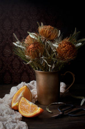Rustic Fall Sugarbushes In A Vase Wallpaper