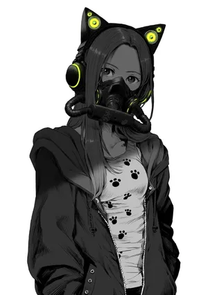 Sad Anime Girl Black And White With Mask Wallpaper