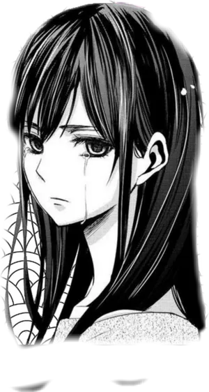 Sad Anime Girl Black And White With Tear Wallpaper