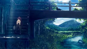 Sad Anime Girl On Bridge Wallpaper