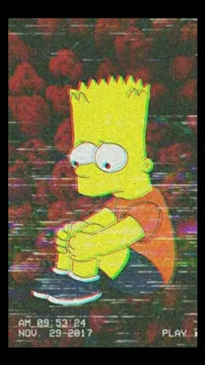 Sad Bart Simpson Phone Vintage Aesthetic Roses Wallpaper