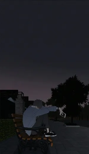 Sad Cartoon Boy Sitting Alone Wallpaper