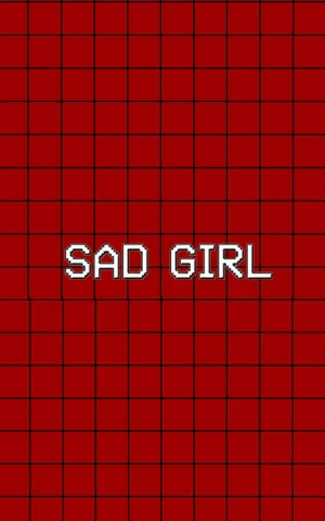 Sad Girl With Black And Red Aesthetic Grid Illustration Wallpaper