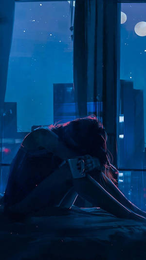 Sad Girl With Mug Iphone Wallpaper