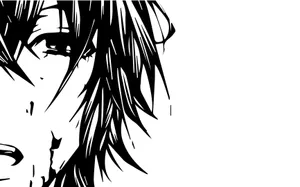 Sad Half Face Drawing Simple Anime Wallpaper