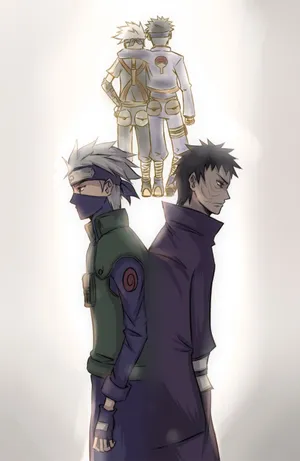 Sad Kakashi Crossing Paths With Obito Wallpaper