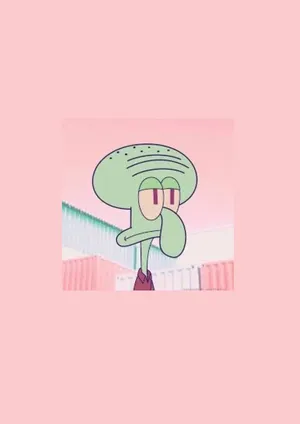 Sad Squidward Over Light Rose Color Wallpaper