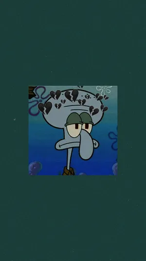 Sad Squidward With Broken Hearts Wallpaper