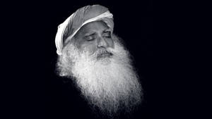 Sadhguru With Closed Eyes Black And White Wallpaper