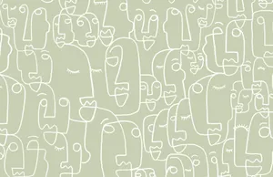 Sage Green Aesthetic Faces Wallpaper