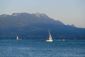 Sailing In The Mountain Sea Wallpaper