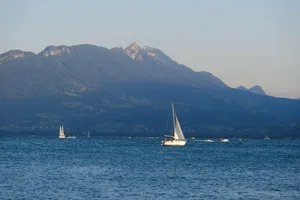 Sailing In The Mountain Sea Wallpaper