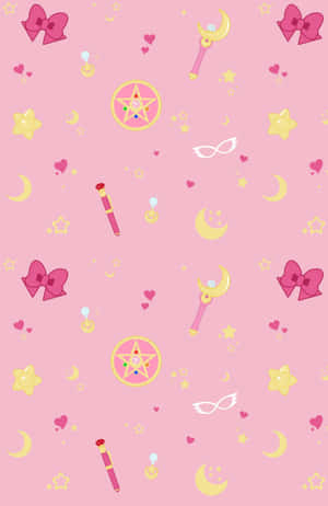 Sailor Moon Pattern In Her Many Big And Small Adventures Wallpaper