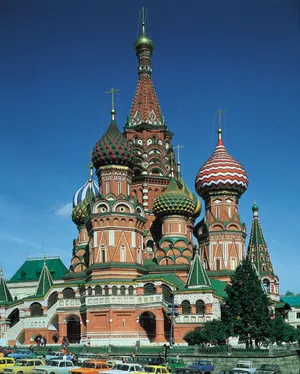 Saint Basil's Cathedral Orange And Green Paint Wallpaper