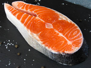 Salmon Steak On Pan Wallpaper