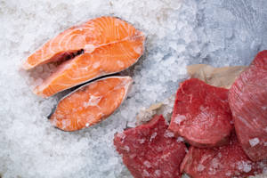 Salmon Steaks With Ice Wallpaper