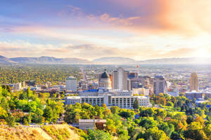 Salt Lake City Trees And Buildings Wallpaper