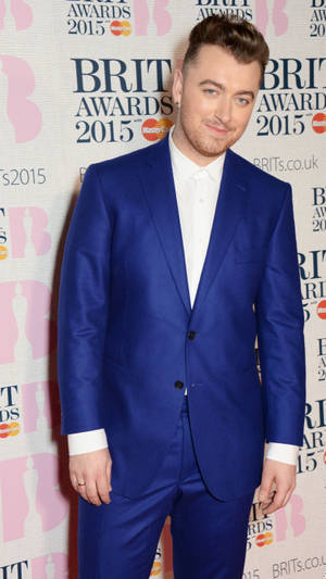 Sam Smith In Blue Suit Wallpaper