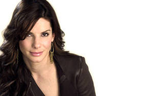 Sandra Bullock In Leather Coat Wallpaper