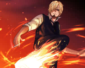 Sanji 4k Fiery Art Wallpaper