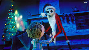 Santa Claus And Jack Skellington In The Nightmare Before Christmas Wallpaper