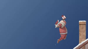 Santa Floating In Air Funny Christmas Wallpaper